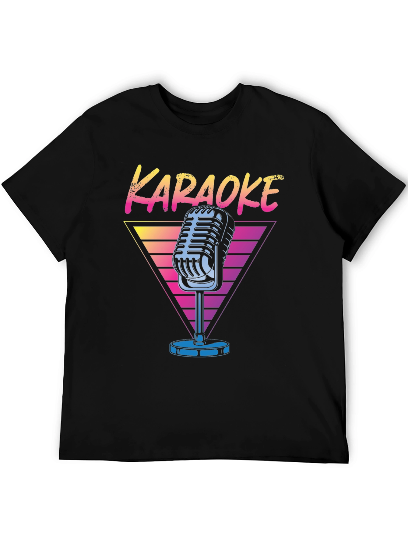 Camiseta Negra Karaoke Retro para Hombre