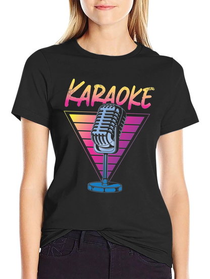 Camiseta Negra Karaoke Retro para Hombre