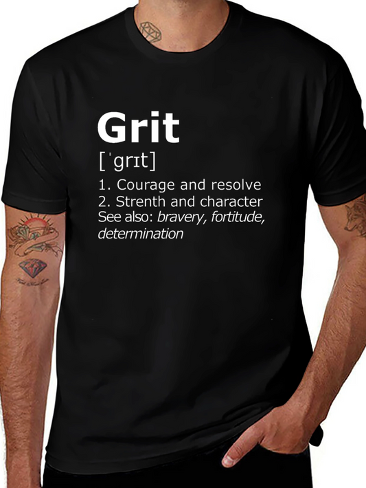 Camiseta Negra con Definición de Grit (Coraje)