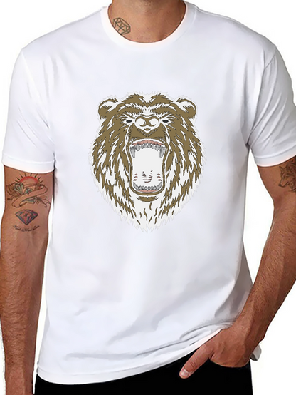 Camiseta Negra con Estampado de Oso Grizzly