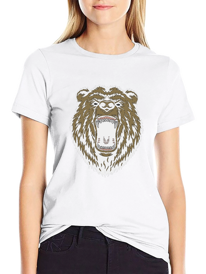 Camiseta Negra con Estampado de Oso Grizzly