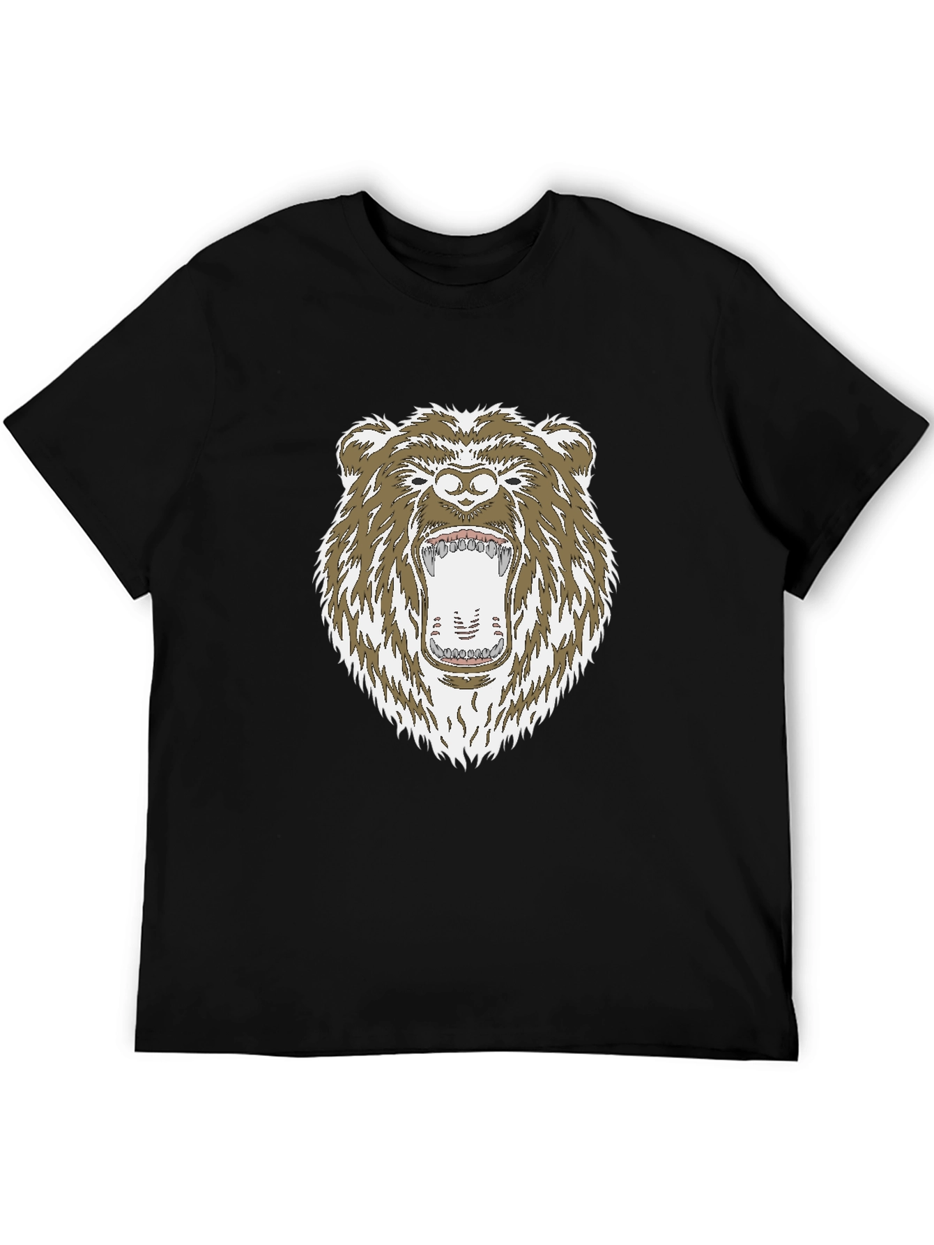 Camiseta Negra con Estampado de Oso Grizzly