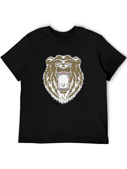 Camiseta Negra con Estampado de Oso Grizzly