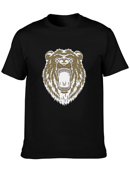 Camiseta Negra con Estampado de Oso Grizzly