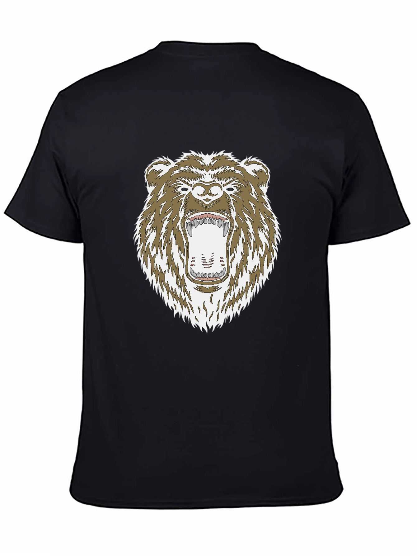 Camiseta Negra con Estampado de Oso Grizzly