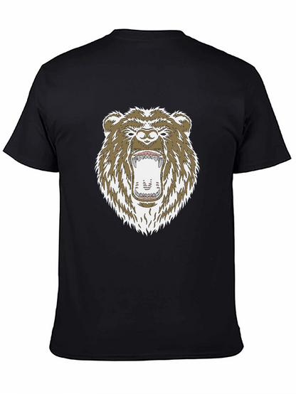 Camiseta Negra con Estampado de Oso Grizzly