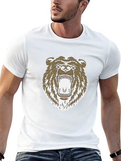 Camiseta Negra con Estampado de Oso Grizzly