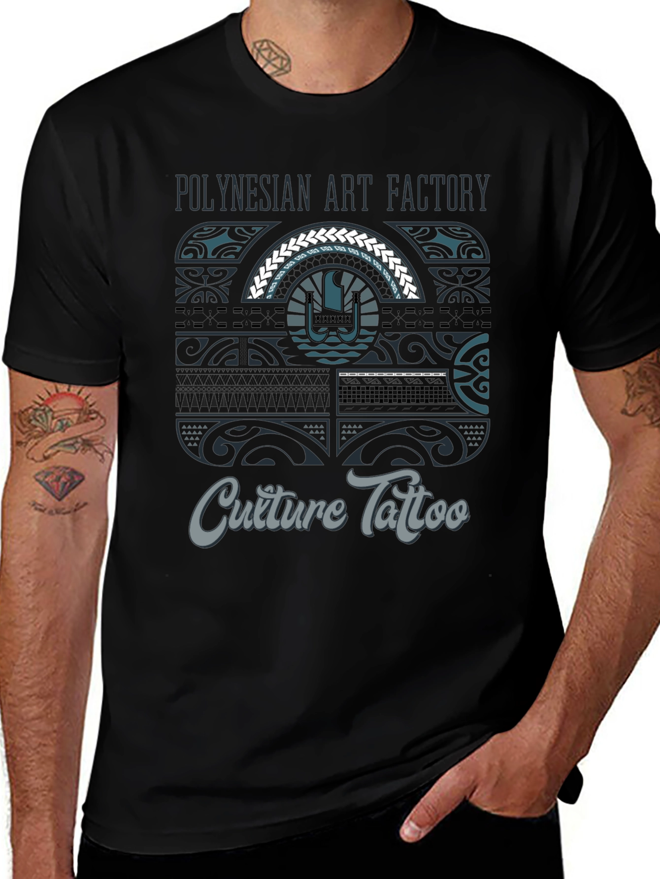 Camiseta Negra Polynesian Art Factory Culture Tattoo