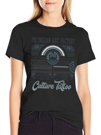 Camiseta Negra Polynesian Art Factory Culture Tattoo