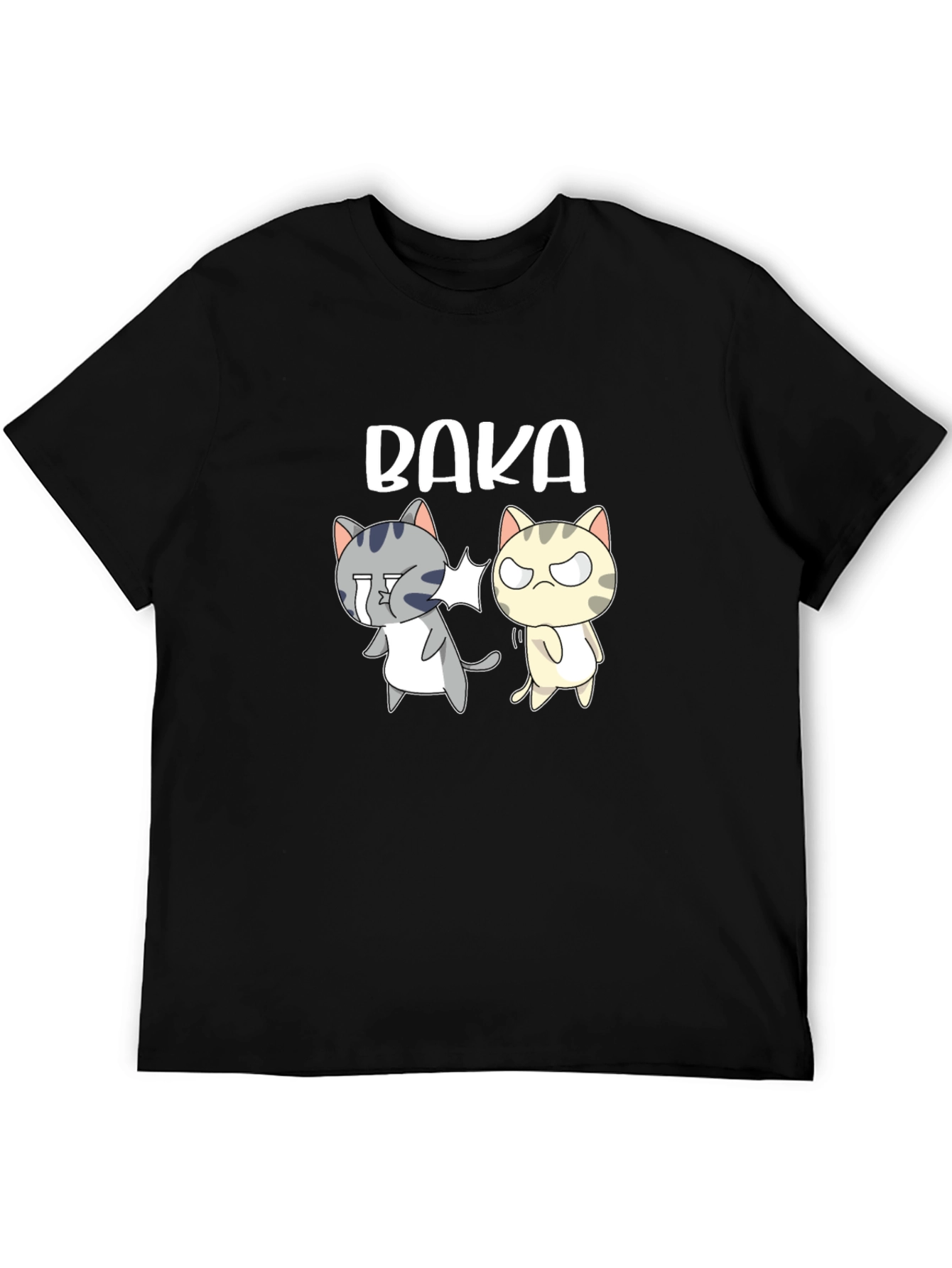 Camiseta Negra Baka con Gatos Anime