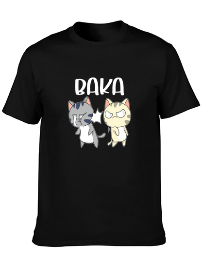 Camiseta Negra Baka con Gatos Anime