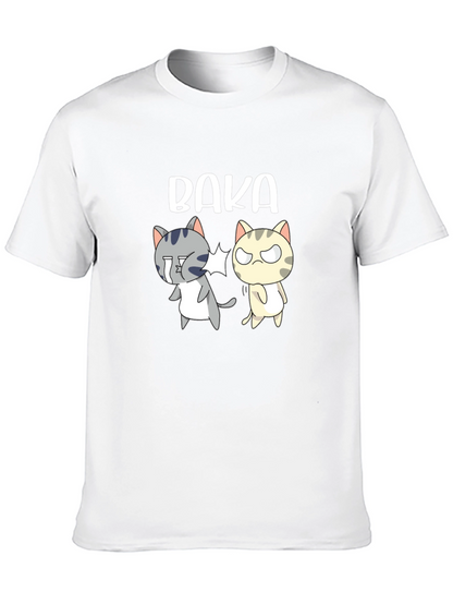 Camiseta Negra Baka con Gatos Anime