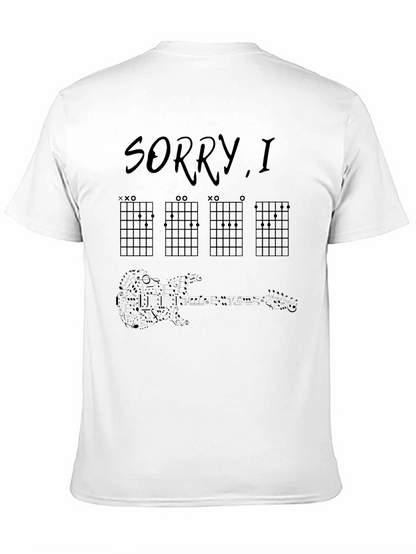 Camiseta Negra Guitarra y Acordes Musicales