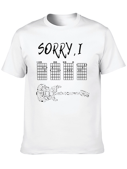 Camiseta Negra Guitarra y Acordes Musicales
