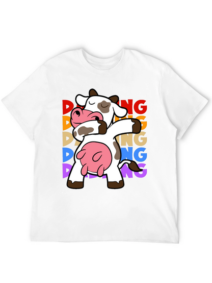 Camiseta Negra con Diseño de Vaca Dabbing