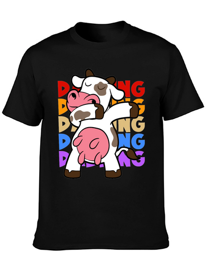 Camiseta Negra con Diseño de Vaca Dabbing