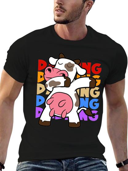 Camiseta Negra con Diseño de Vaca Dabbing