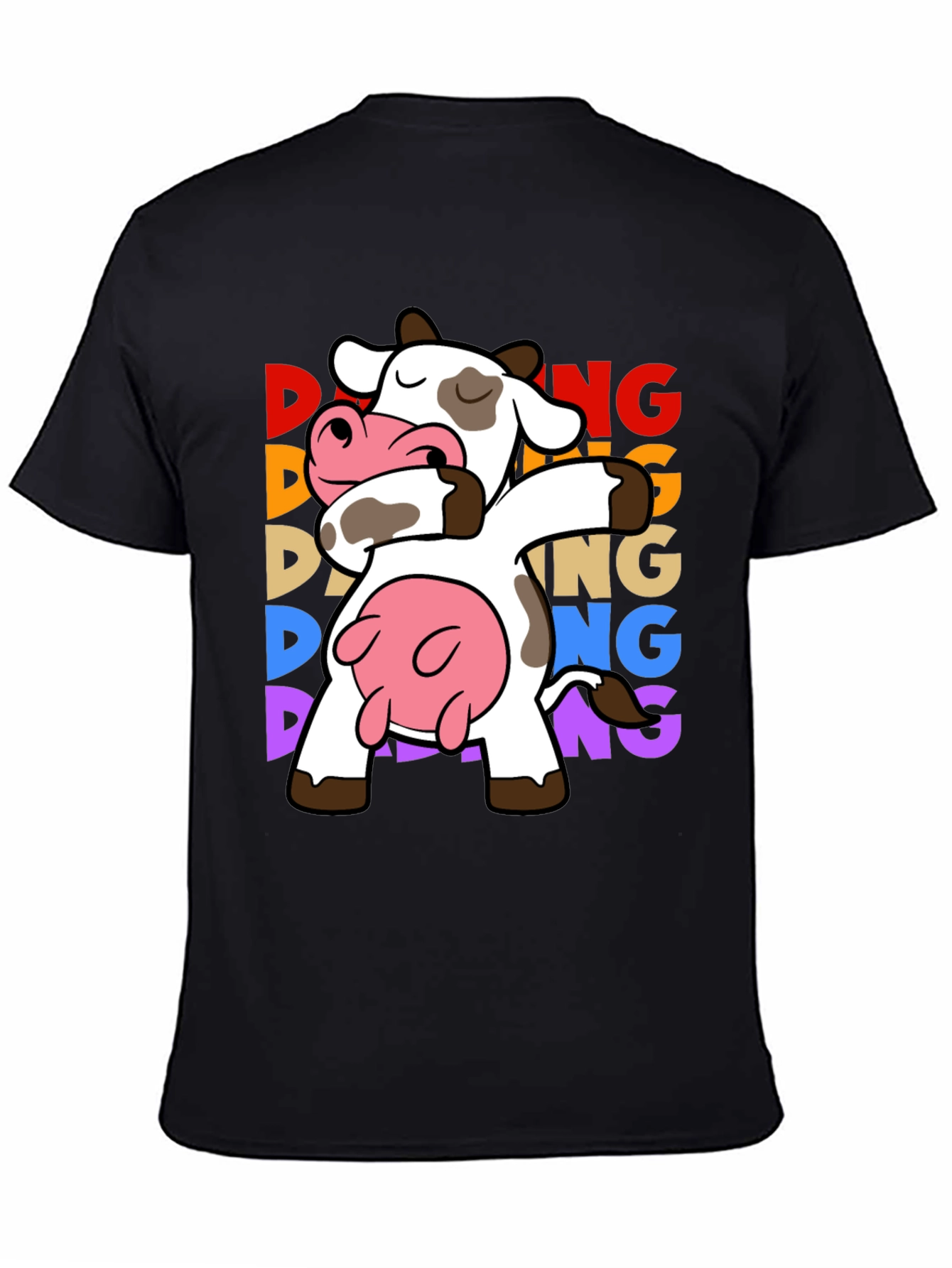 Camiseta Negra con Diseño de Vaca Dabbing