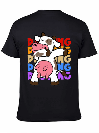 Camiseta Negra con Diseño de Vaca Dabbing
