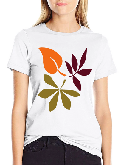 Camiseta Negra con Diseño de Hojas Otoñales