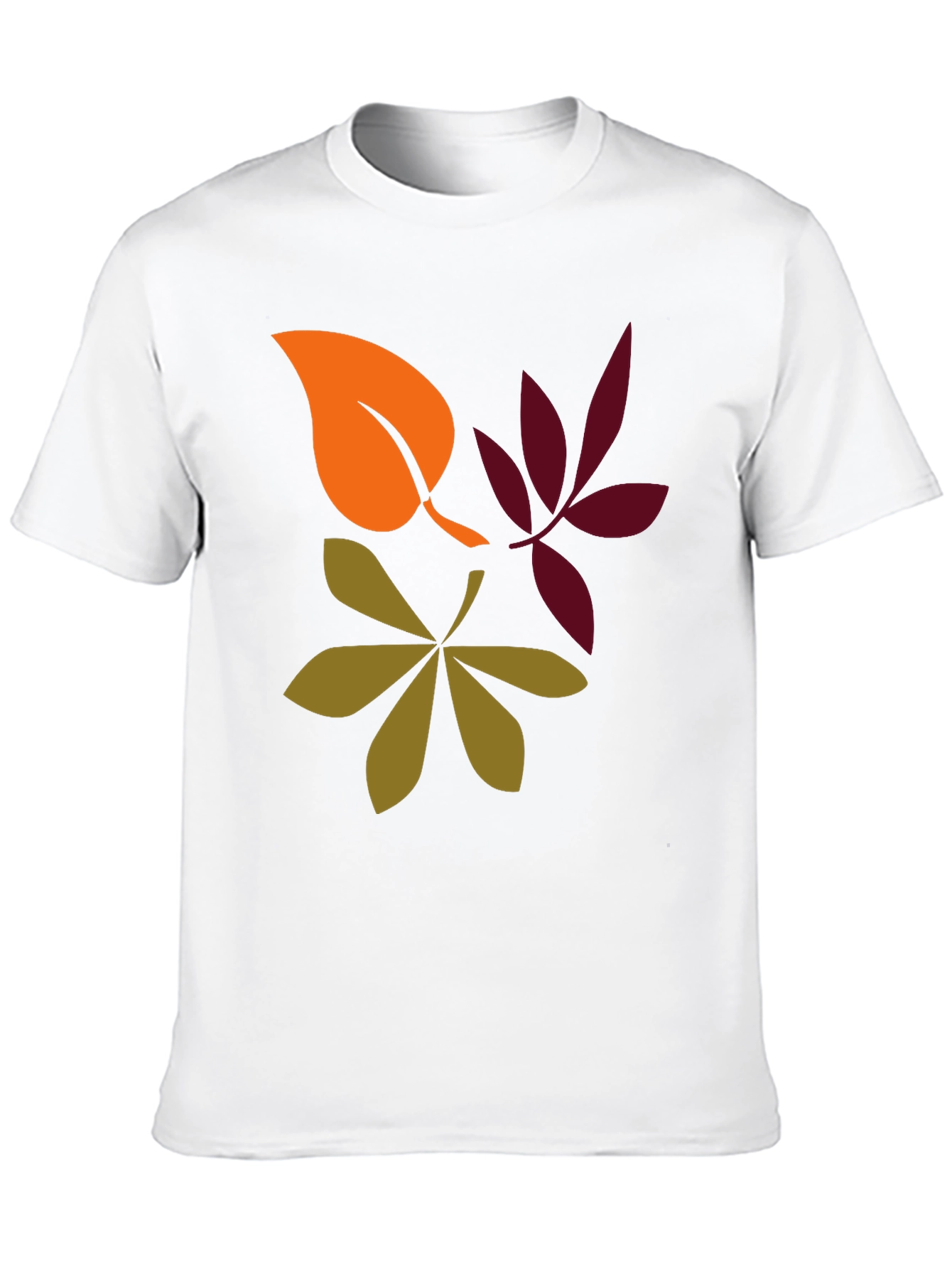 Camiseta Negra con Diseño de Hojas Otoñales