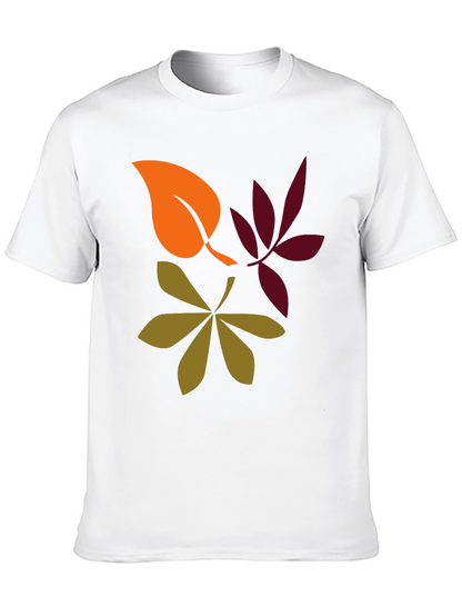 Camiseta Negra con Diseño de Hojas Otoñales