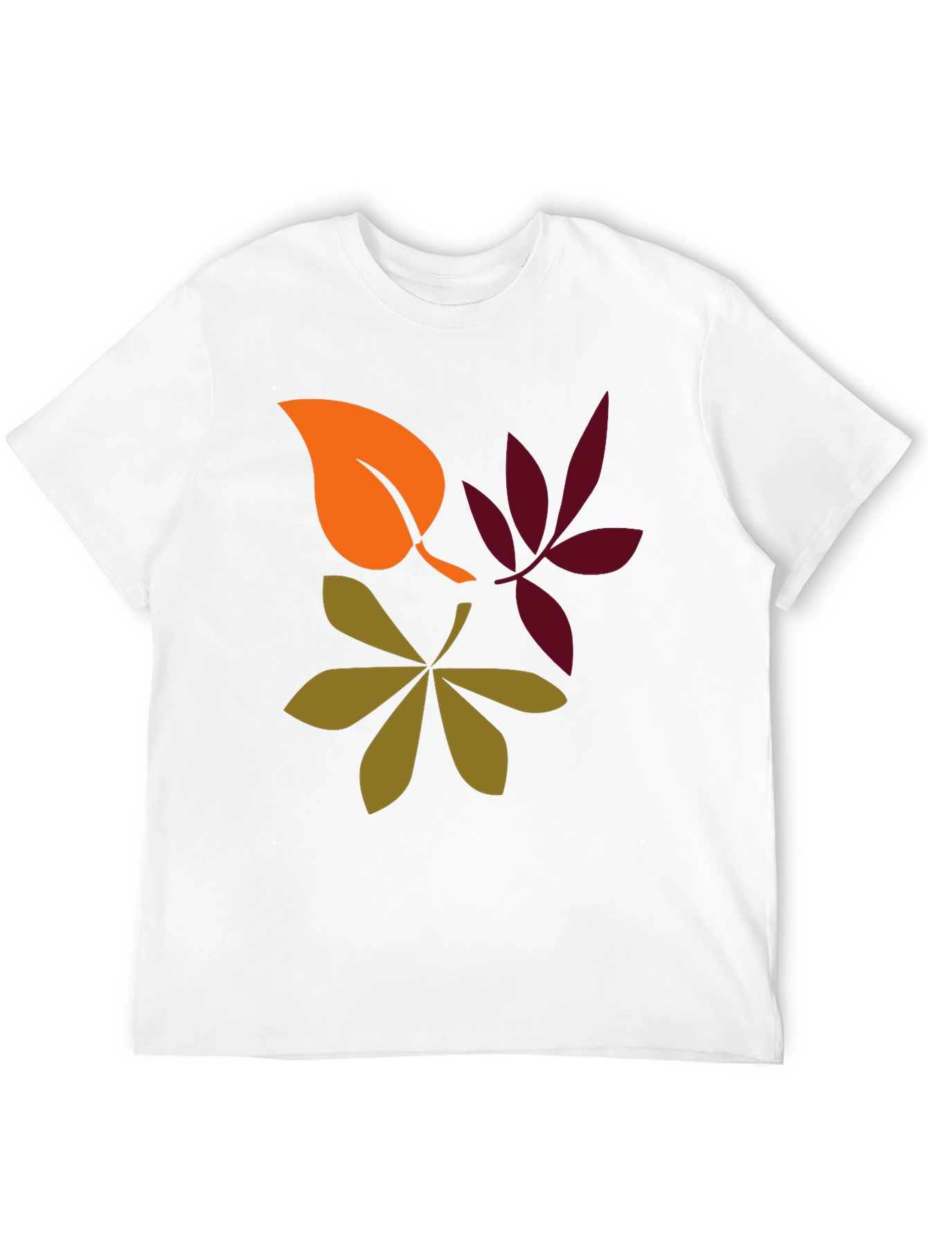 Camiseta Negra con Diseño de Hojas Otoñales