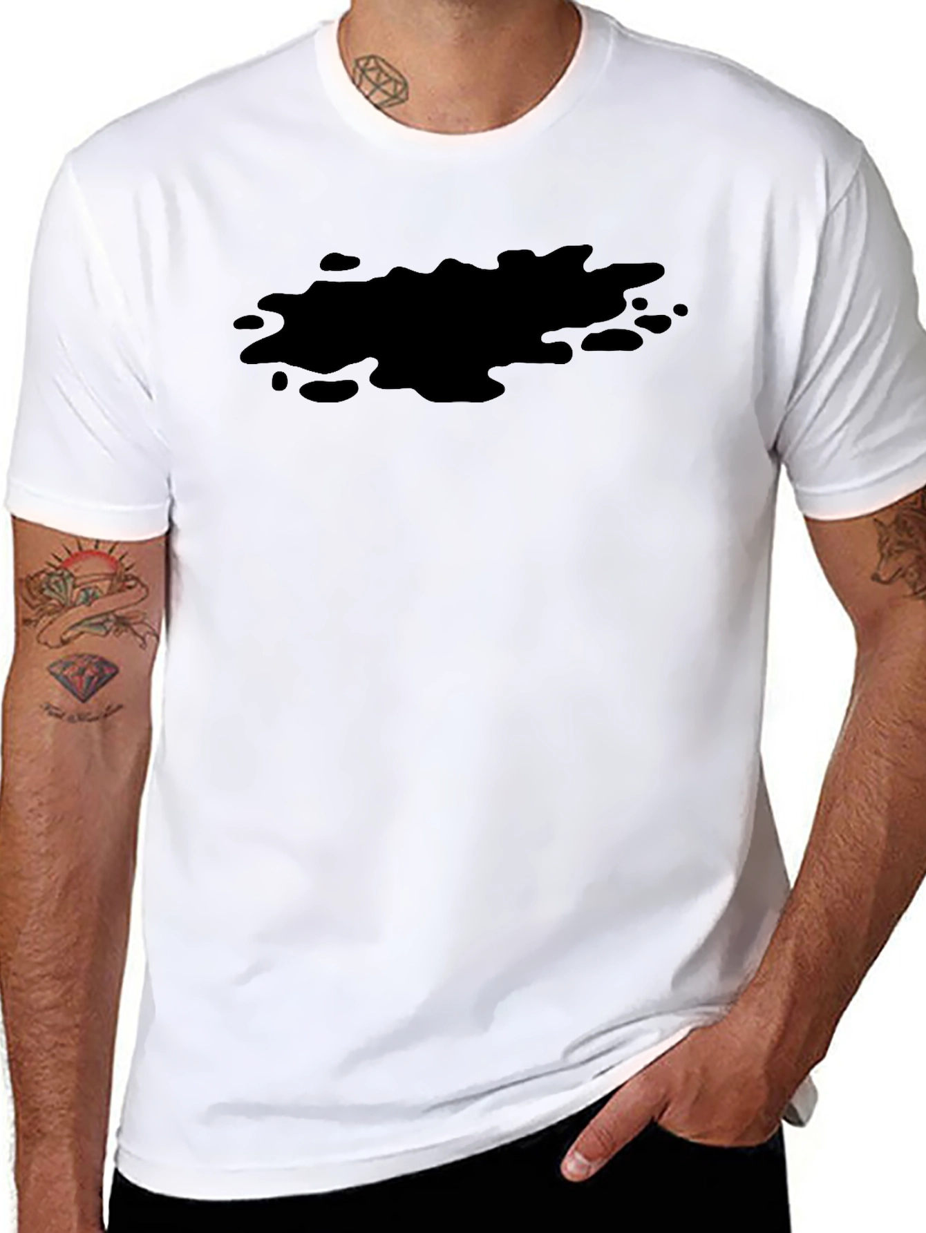 Camiseta Negra Hombre con Diseño Abstracto