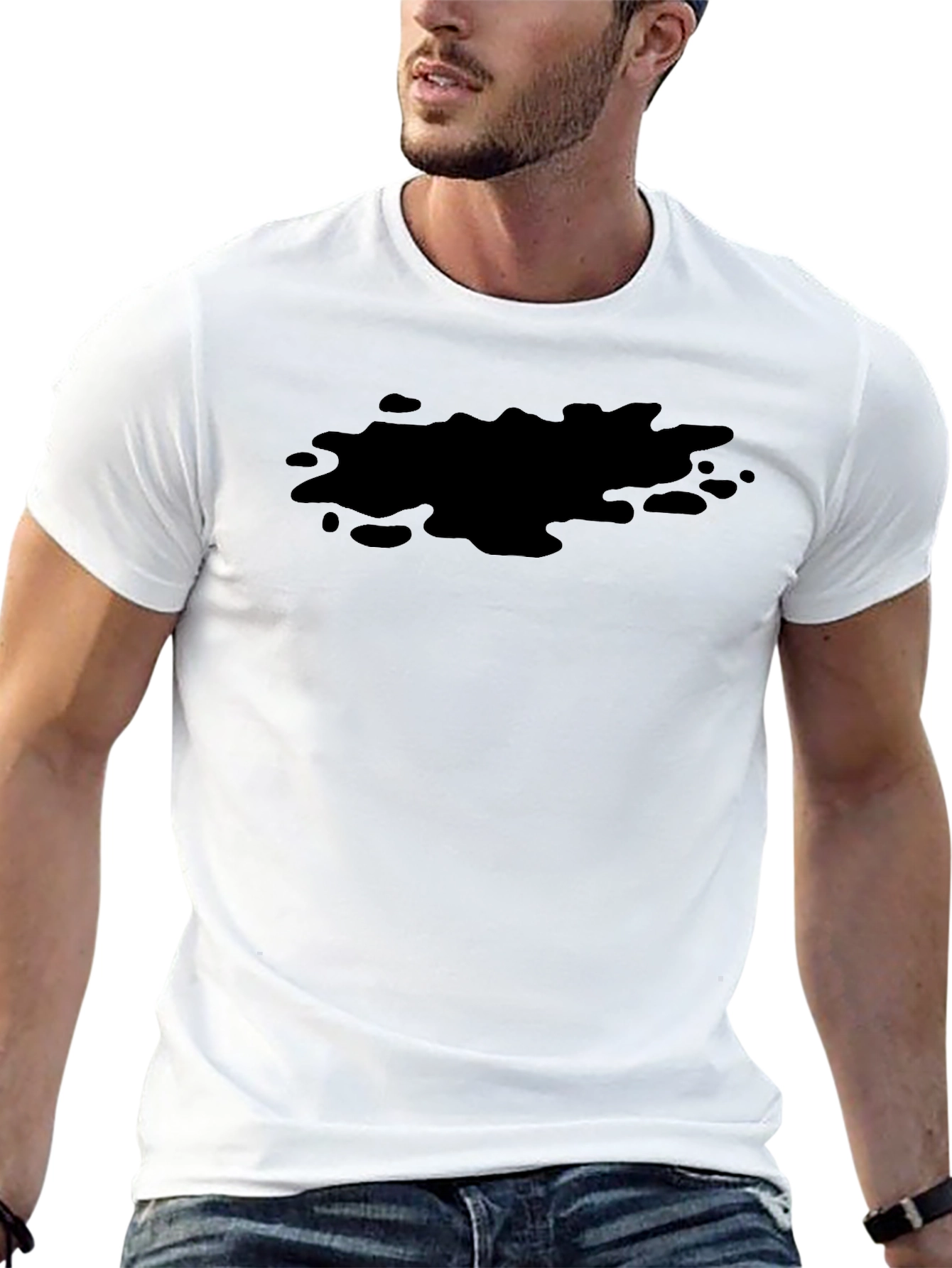 Camiseta Negra Hombre con Diseño Abstracto