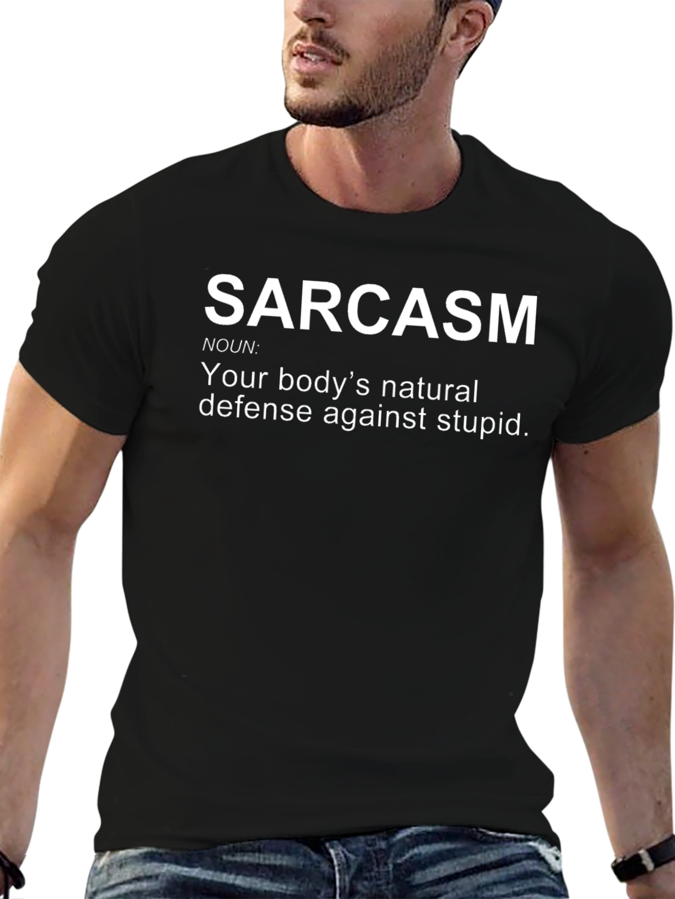 Camiseta Negra con Humor: Sarcasmo Defensa Natural