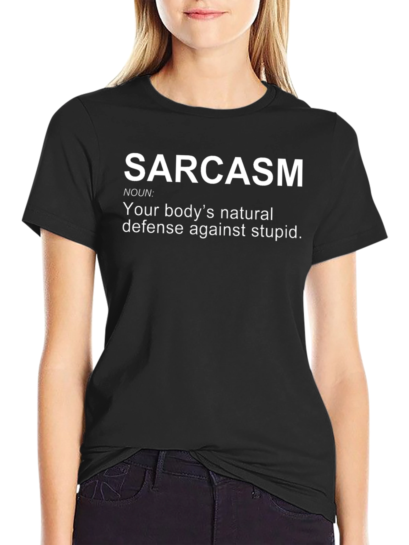 Camiseta Negra con Humor: Sarcasmo Defensa Natural