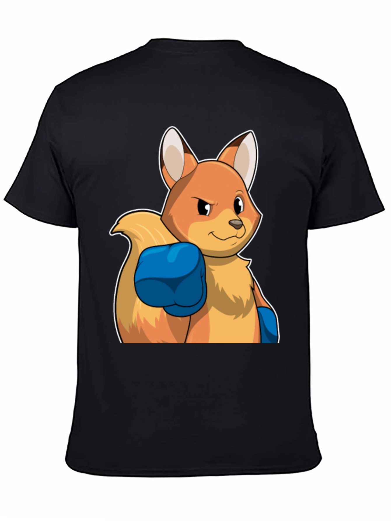 Camiseta Negra con Diseño de Zorro Boxeador