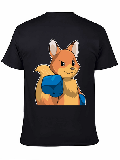 Camiseta Negra con Diseño de Zorro Boxeador