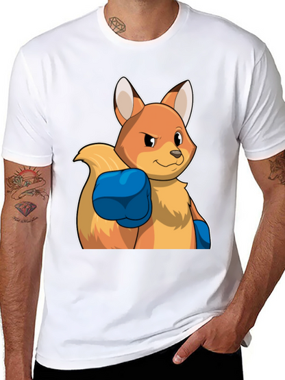 Camiseta Negra con Diseño de Zorro Boxeador