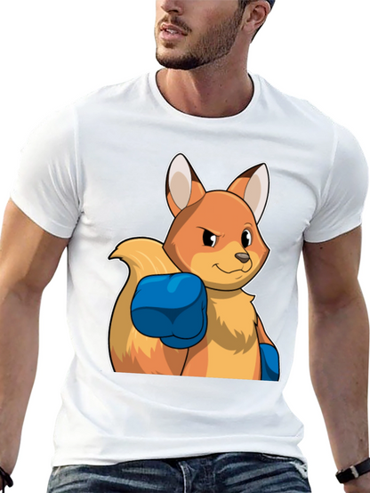 Camiseta Negra con Diseño de Zorro Boxeador