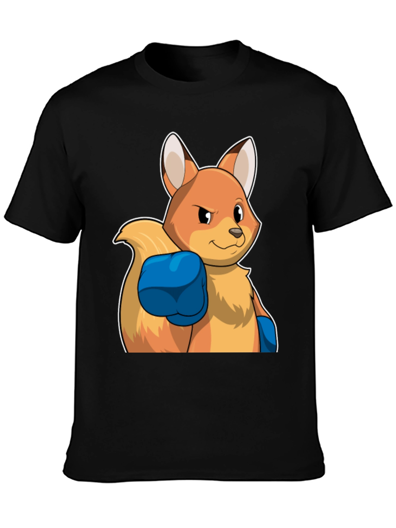 Camiseta Negra con Diseño de Zorro Boxeador