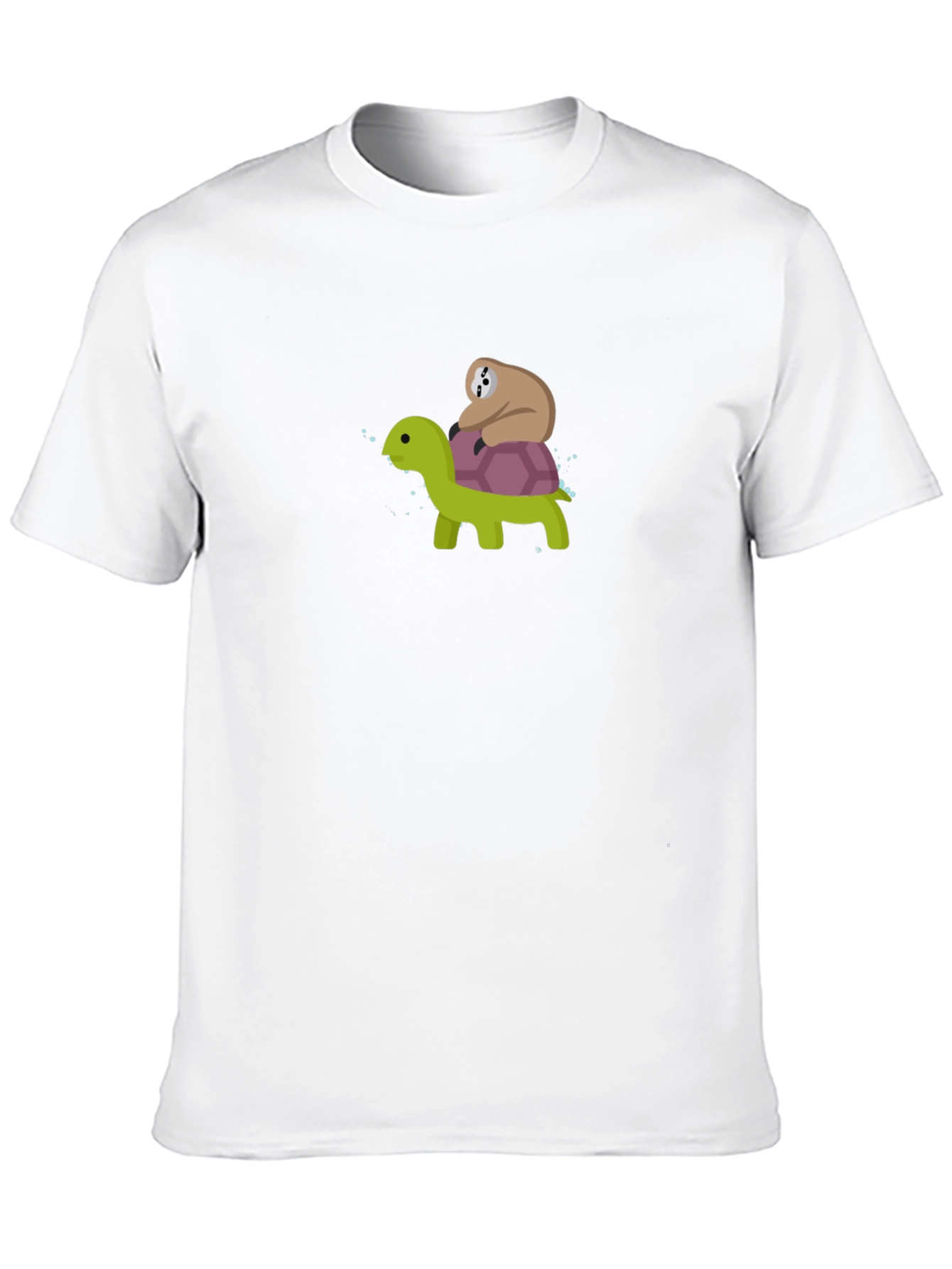 Camiseta Negra con Dibujo de Tortuga y Perezoso
