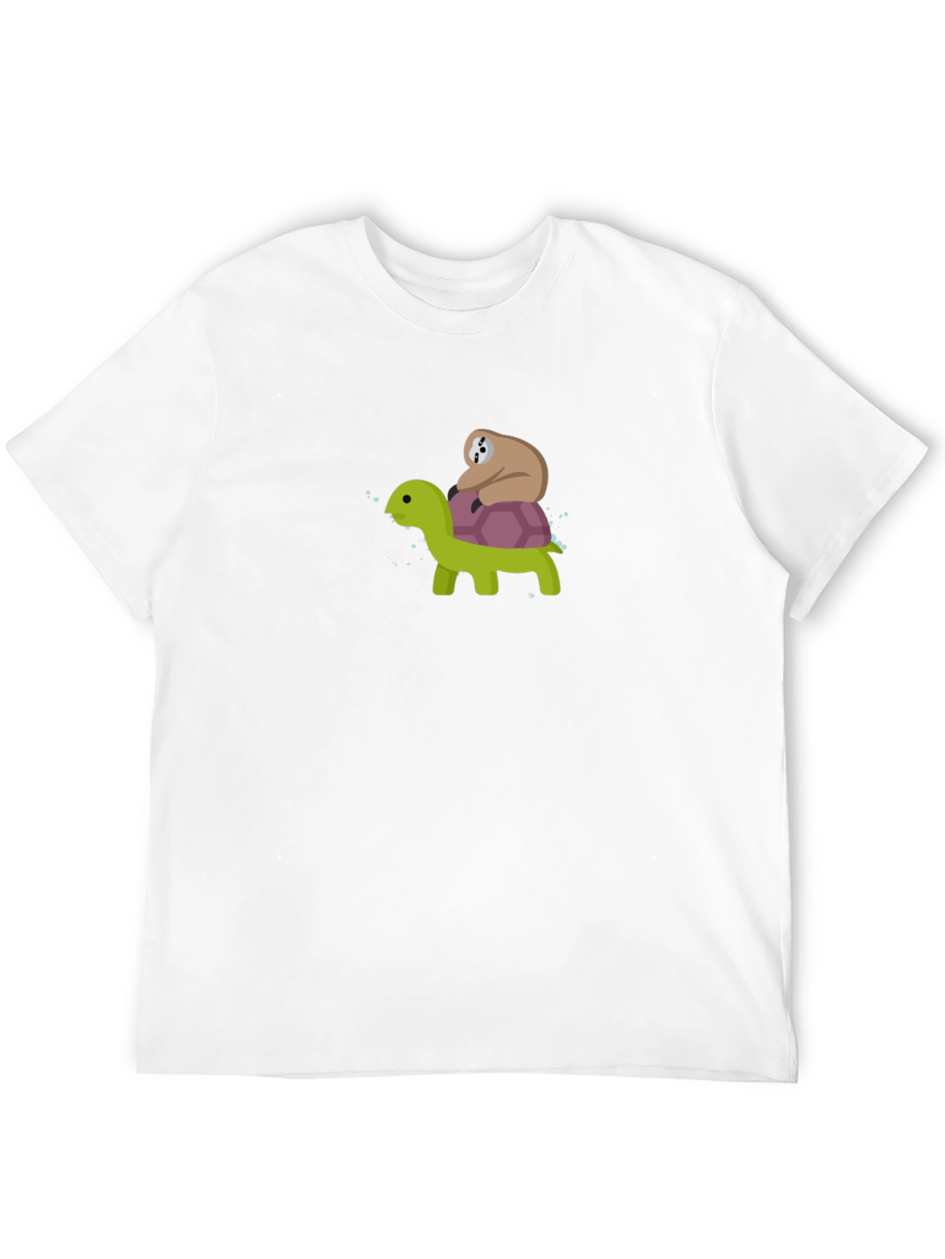 Camiseta Negra con Dibujo de Tortuga y Perezoso