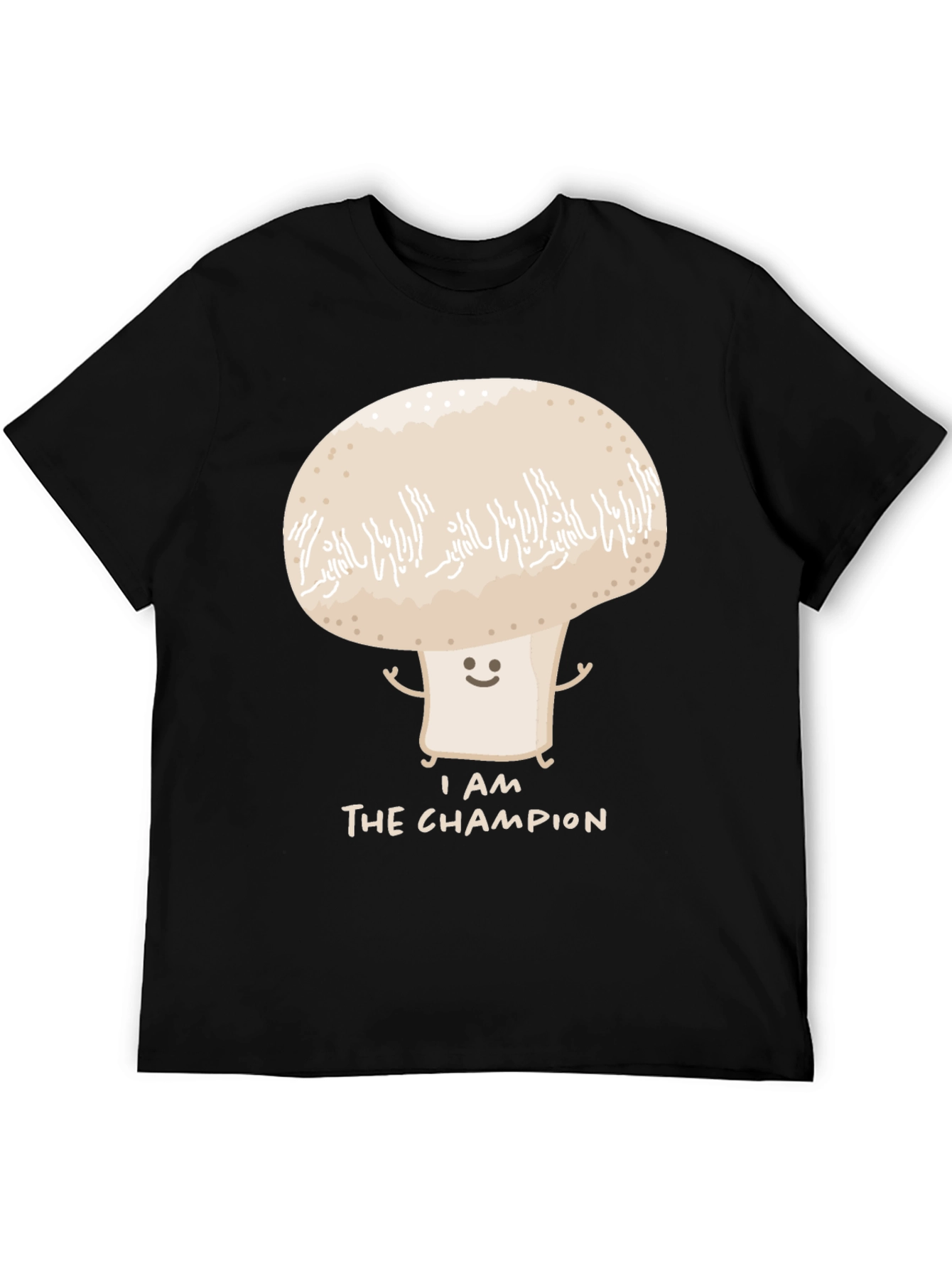 Camiseta Negra con Diseño de Hongo Campeón