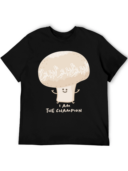 Camiseta Negra con Diseño de Hongo Campeón