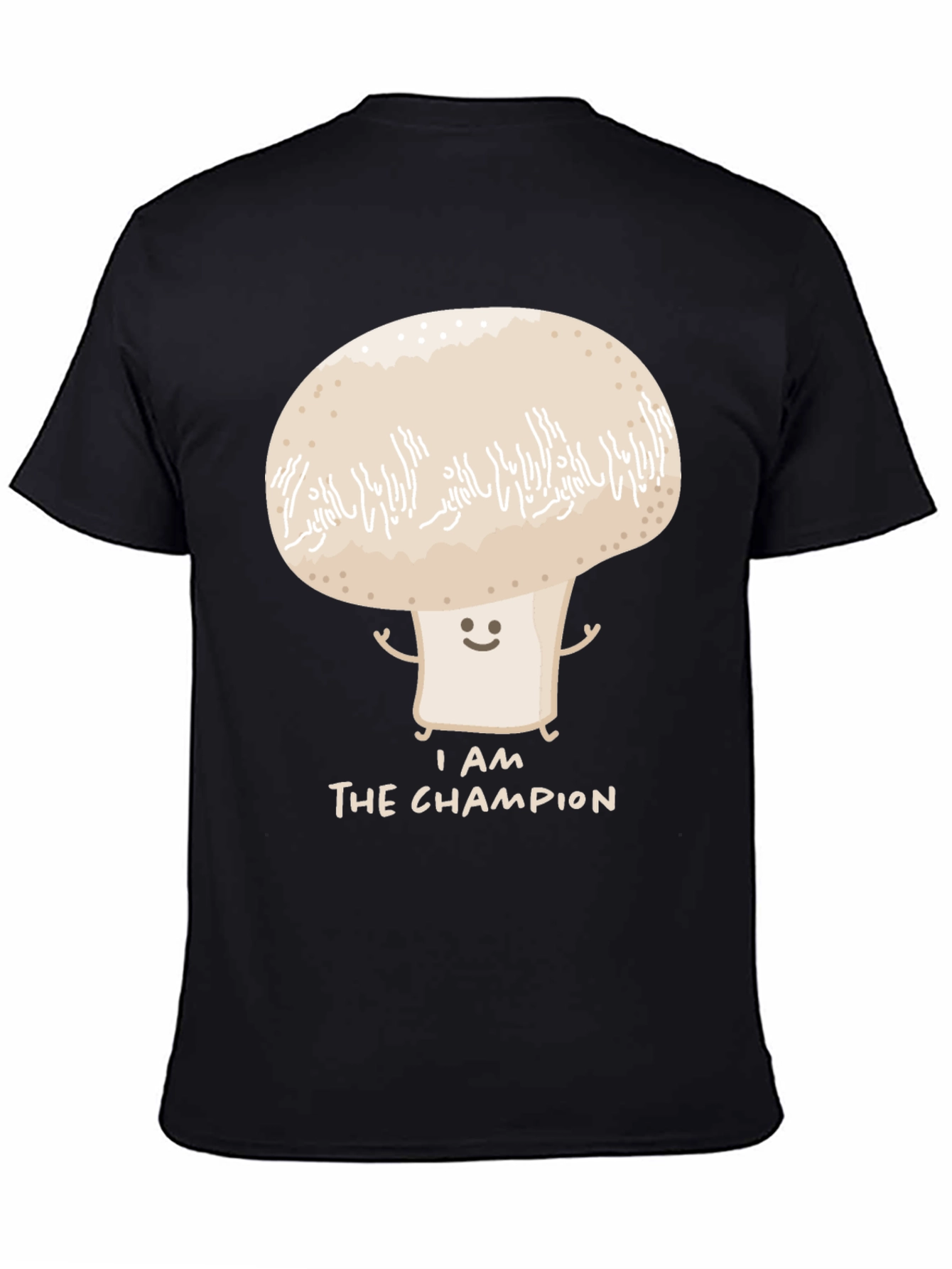 Camiseta Negra con Diseño de Hongo Campeón