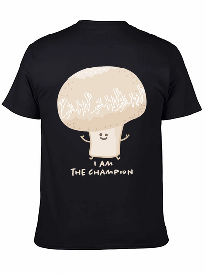 Camiseta Negra con Diseño de Hongo Campeón