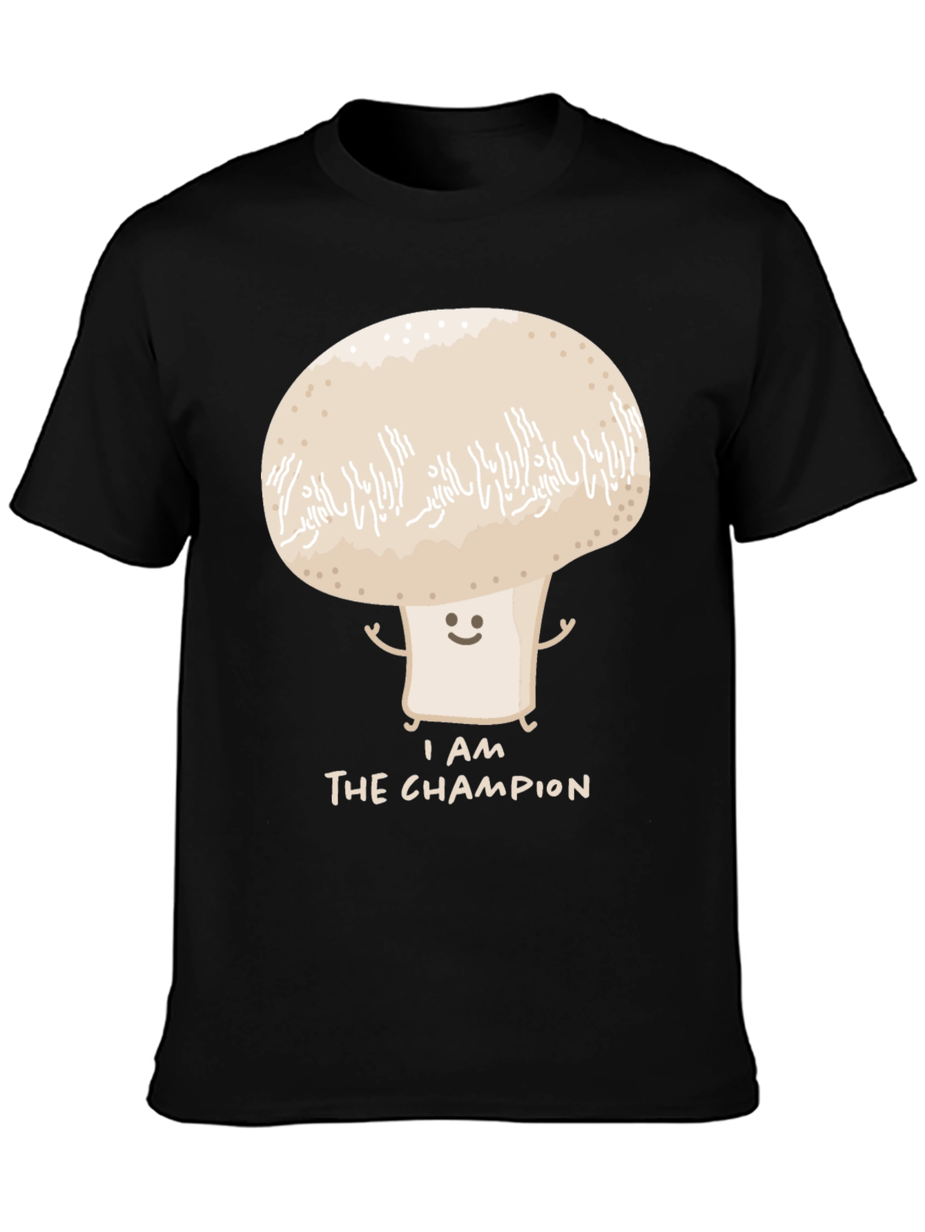 Camiseta Negra con Diseño de Hongo Campeón