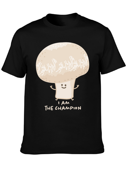 Camiseta Negra con Diseño de Hongo Campeón