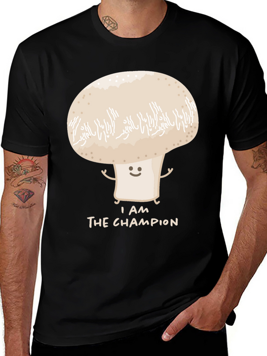 Camiseta Negra con Diseño de Hongo Campeón
