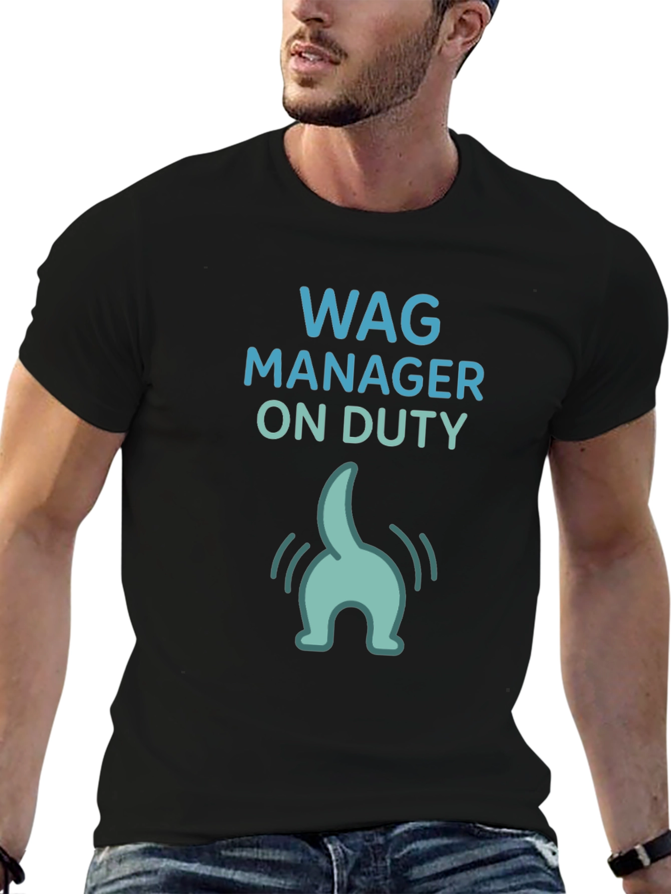 Camiseta Negra Wag Manager On Duty Divertida