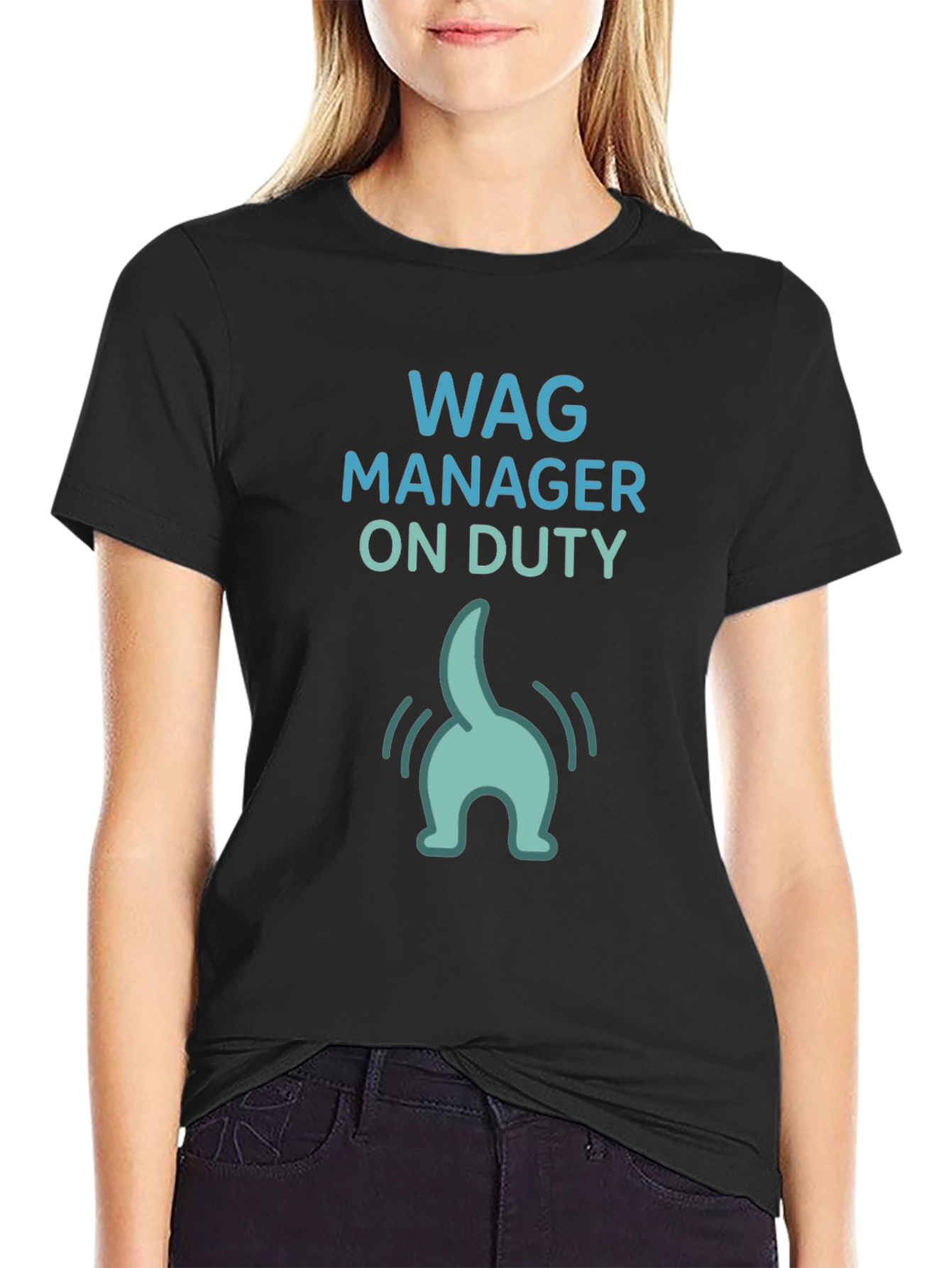 Camiseta Negra Wag Manager On Duty Divertida