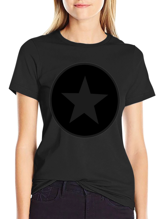 Camiseta Negra Estrella Diseño Circular Casual Hombre