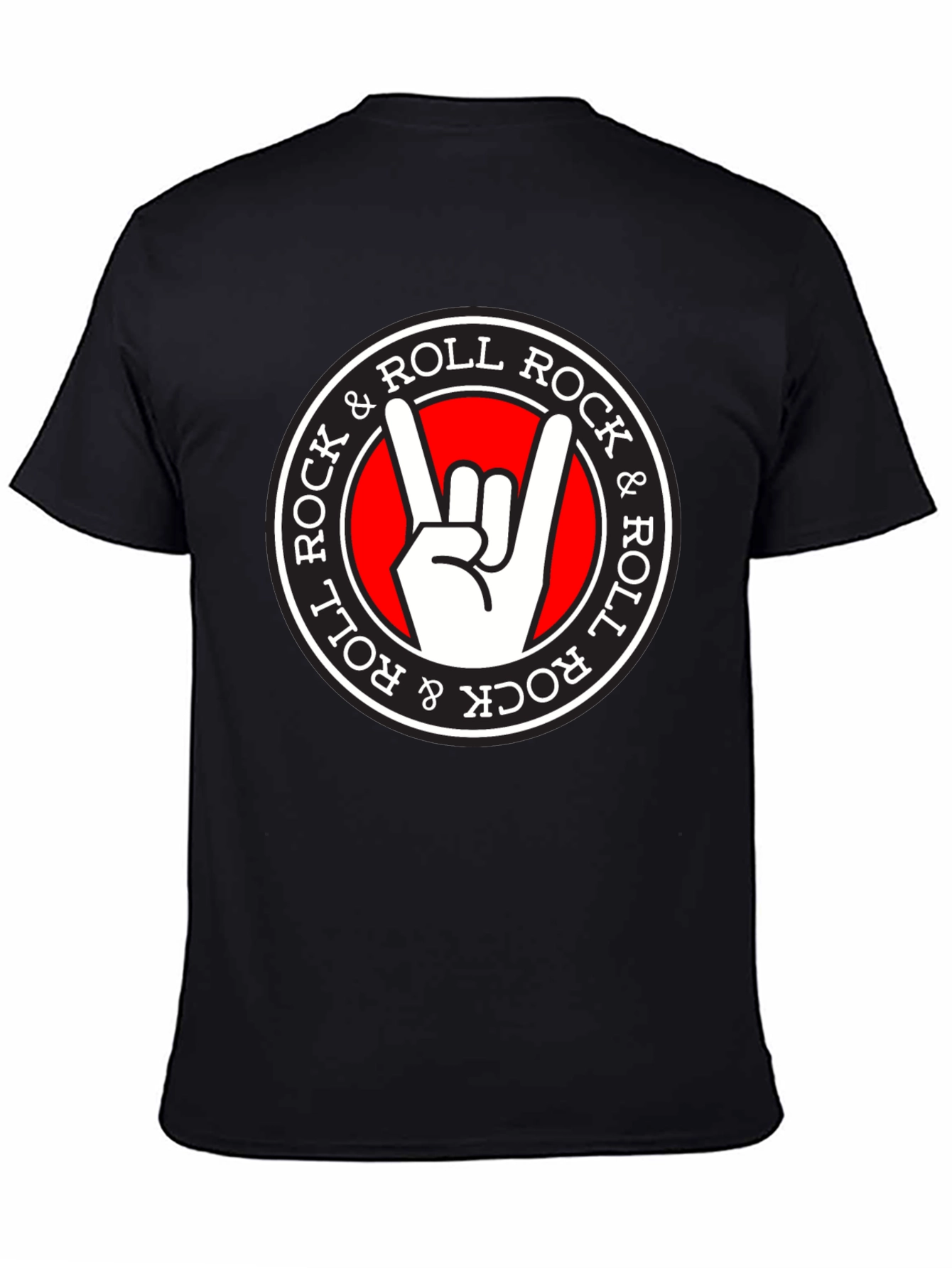 Camiseta Negra Rock & Roll con Diseño Gráfico