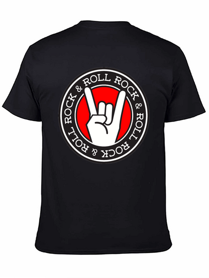 Camiseta Negra Rock & Roll con Diseño Gráfico